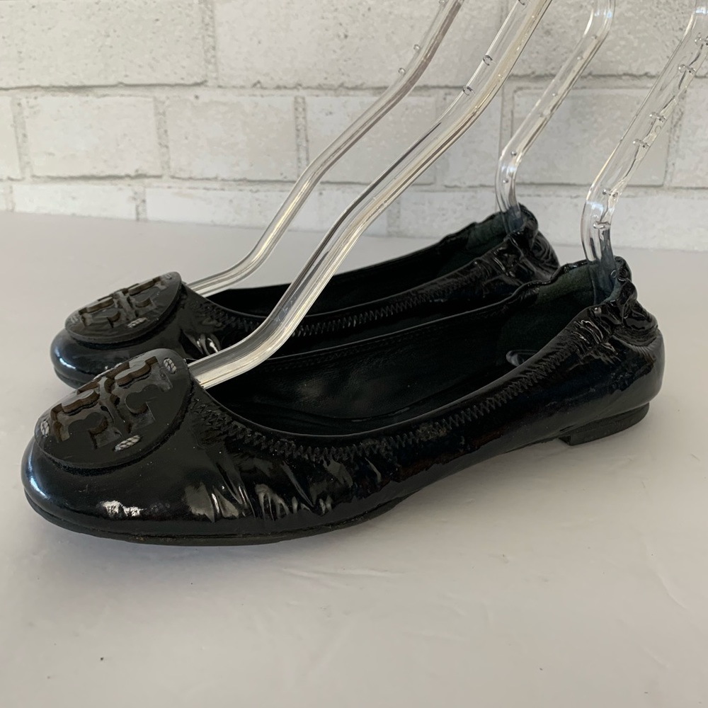 TORY BURCH Reva Black Patent Leather Ballet Flats